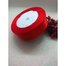 Лента атласная однотонная 2,5 см, цв. красный, цена за 5 м